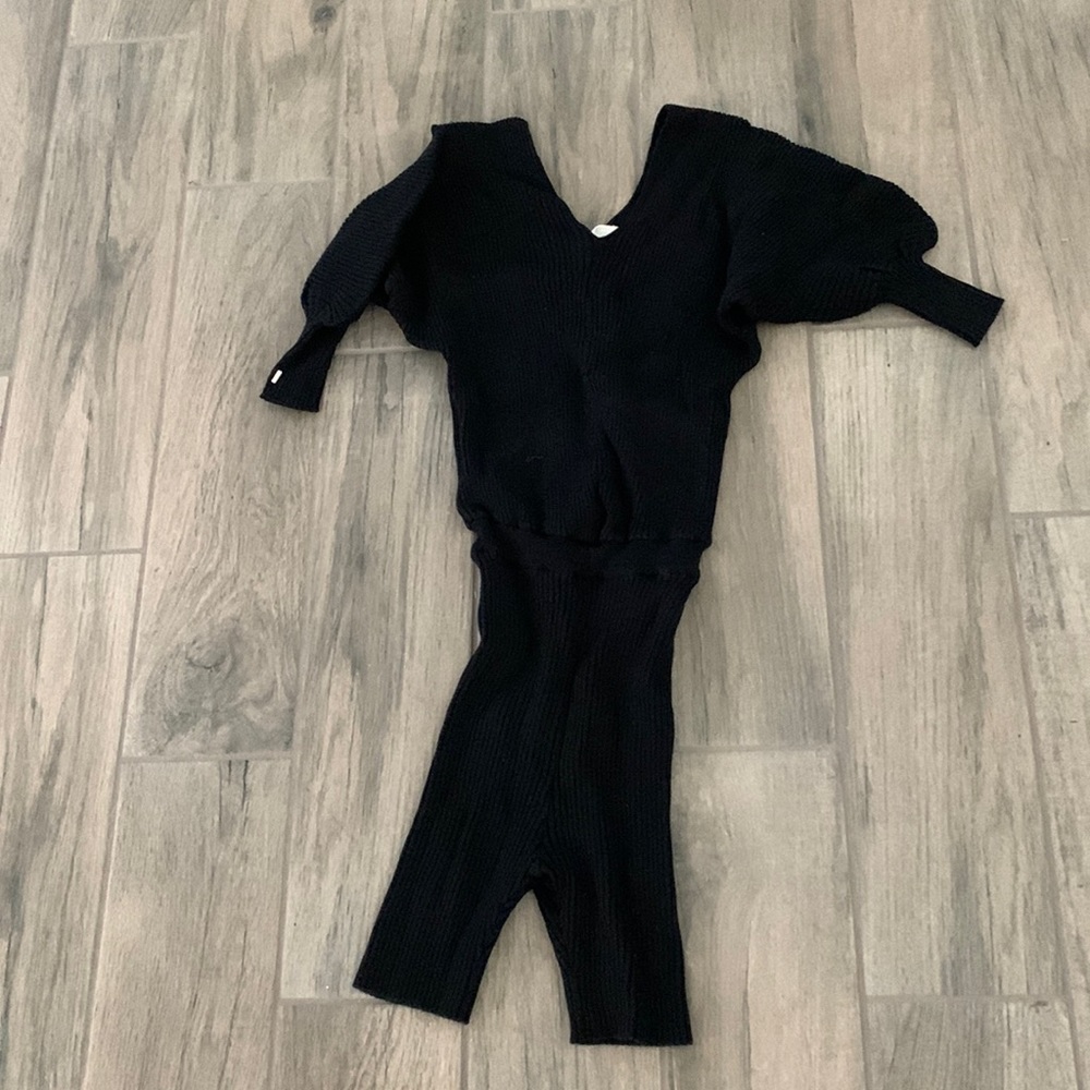 vatanika RIBBED-KNIT PLAYSUIT - black